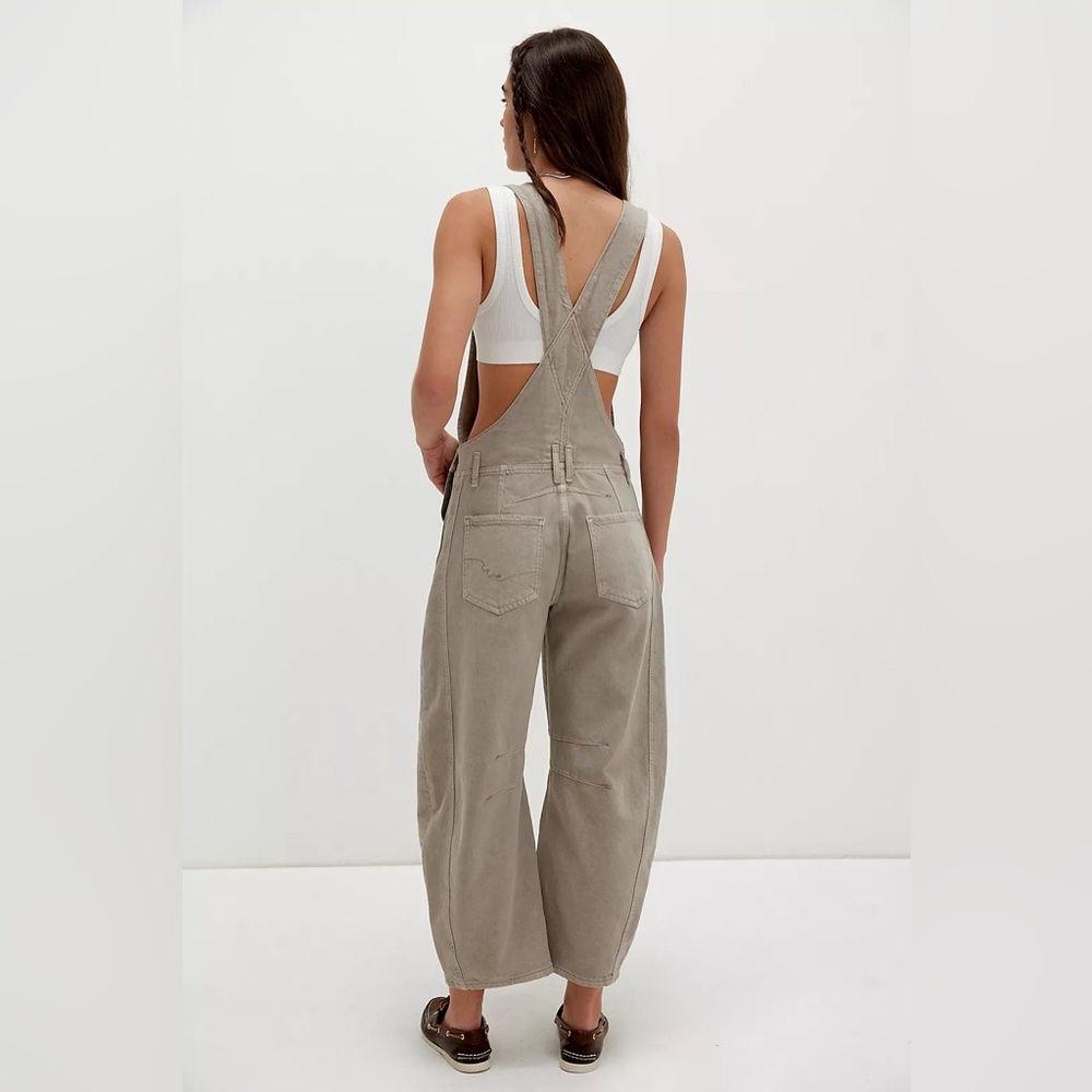Free People We The Free Good Luck Barrel Overalls in Cobblestone - Picture 4 of 7